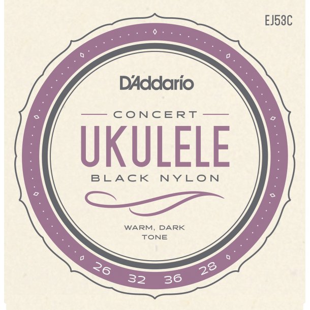 D'Addario EJ53C Ukulele Concert Hawaiian Black Nylon